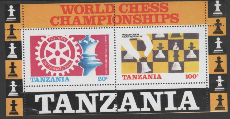 TANZANIA #305a  1986 WORLD CHESS CHAMPIONSHIP     MINT VF NH  O.G S/S  a