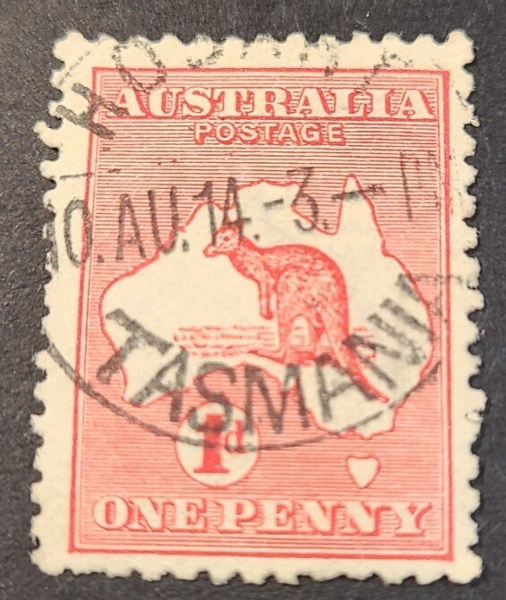 AU - S#2 - U-VF - 1913 - 1p - Kangaroo & Map