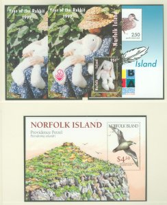 Norfolk Island #672/672a/682 Mint (NH) Souvenir Sheet (Fauna)