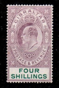 GIBRALTAR SG63 1908 4/= PURPLE & GREEN MTD MINT.