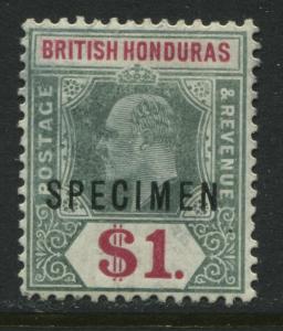 British Honduras KEVII 1906 $1 overprinted SPECIMEN