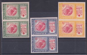 Guinea Sc 309-311 MNH. 1963 Red Cross, imperf pairs, XF