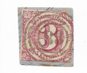 German State Thurn & Taxis #53 The 1862 3Kr Rose Used  C.V. $30.00