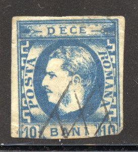 Romania Scott 38 Used H - 1869 10b Prince Carol - SCV $35.00