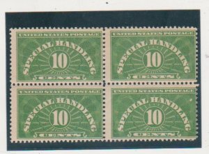 Scott # QE1 Block of 4 1913 Special Handling VF MNH bottom 2 Stamps top 2 MH