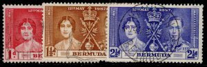 BERMUDA GVI SG107-109, 1937 CORONATION set, FINE USED.