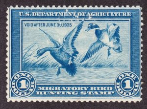 US RW1 $1 Duck Hunting Mint Fine OG NH SCV $700