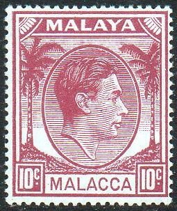 Malacca 1949 10c purple MH