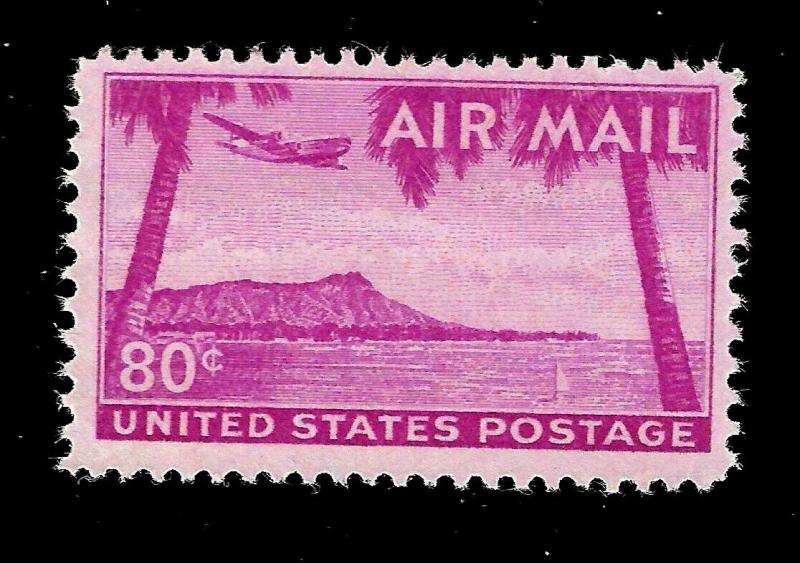  US Air Mail Sc C 46 - 80 ¢ Diamond Head Hawaii Mint NH - Crisp Color - Centered