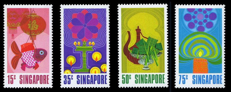 Singapore #157-160 Cat$8.90, 1972 Festivals, set of four, never hinged