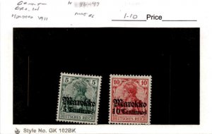 Germany Offices Morocco, Postage Stamp, #46-47 Mint Hinged, 1911 (AB)