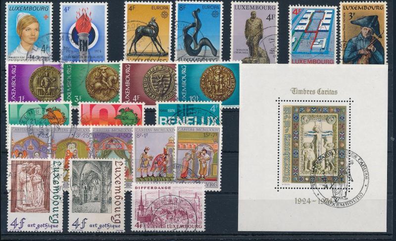 [57880] Luxembourg 1974 Complete Year Set incl. miniature sheet Used