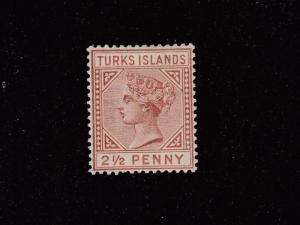 TURKS ISLANDS # 49 VF-MLH QUEEN VICTORIA 2.5p CAT VALUE $35+