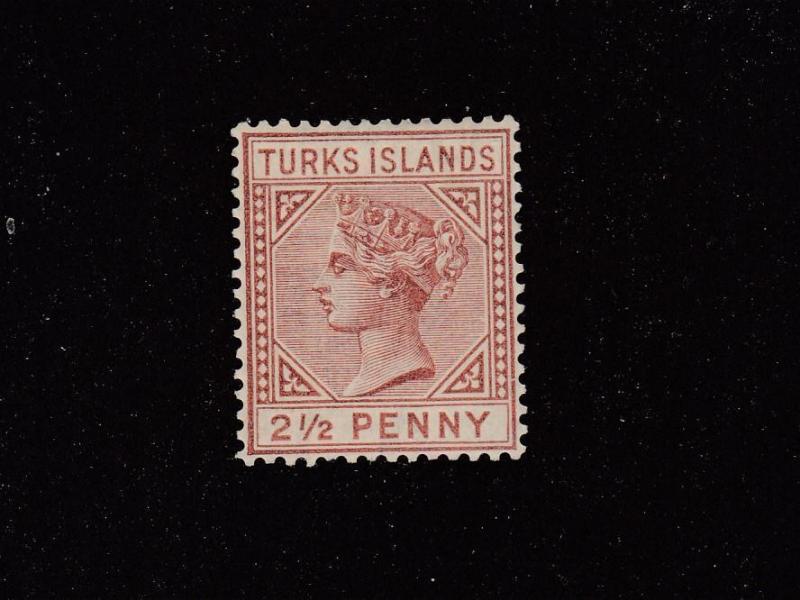 TURKS ISLANDS # 49 VF-MLH QUEEN VICTORIA 2.5p CAT VALUE $35+