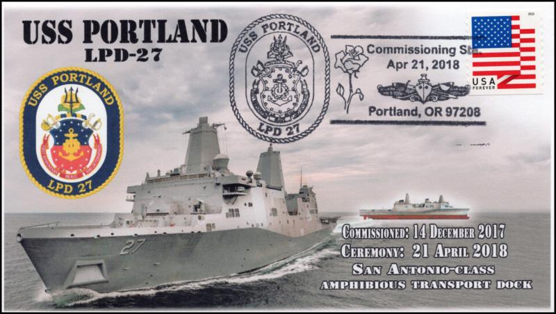 18-133, 2018, USS Portland, LPD-27, Commissioning, Pictorial, Event Cover,