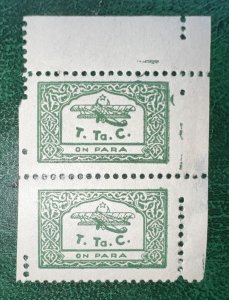 TURKEY 1933 Air Society Stamp Airpost Corner Pair with Perf Error Variety MNH