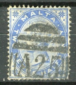 MALTA; 1881 early classic QV Crown CA issue fine used 2.5d. value 