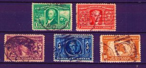 US #323-327 LOUISIANA PURCHASE SET  1904 St Louis Mo  Used Fine (@)