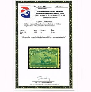 AFFORDABLE GENUINE SCOTT #232 F-VF MINT D-OG PSE CERT COLUMBIAN EXPO #19828