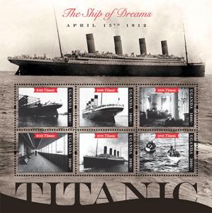 Uganda 2012 - R.M.S. 100th Anniversary Titanic - Sheet of 6 MNH