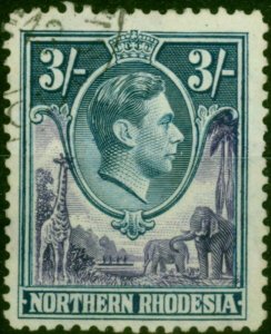 Northern Rhodesia 1938 3s Violet & Blue SG42 Fine Used (2)