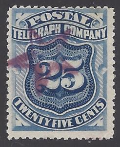 15T3 25c Postal Telegraph Company 1885 Used Purple Star 