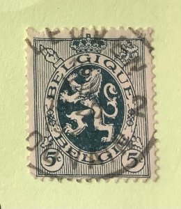 Belgium 1929 Scott 201 used -  5c, Lion of Belgium, Coat of Arms