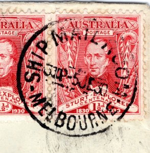 AUSTRALIA Air Mail Cover Melbourne *SHIP MAILROOM* Sydney 1930{samwells}YL40