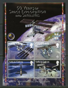 TURKS & CAICOS  50 YEARS OF SPACE EXPLORATION & SATELLITES INT'L SPACE STATION