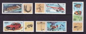 D4-Cambodia-Sc#1212-16-unused NH set-Cars-Planes-Leonardo Da