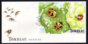 Tokelau, Scott cat. 259. Insects as Beetles s/sheet on a First Day Cover.