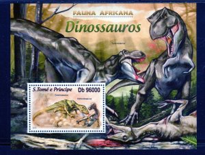 ST. THOMAS & PRINCE #2505 2013 DINOSAURS MINT VF NH O.G S/S