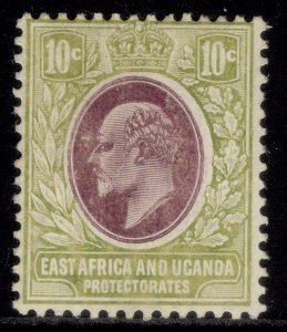 EAST AFRICA and UGANDA EDVII SG37, 10c lilac & pale olive, LH MINT. Cat £13.