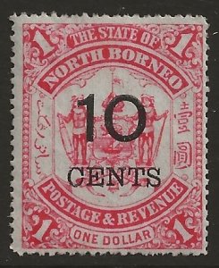 North Borneo 75  1895  10c OP $1  fine  mint hinged