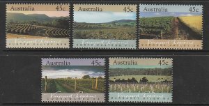 1992 Australia - Sc 1262-6 - MNH VF - 5 singles - Vineyard Regions