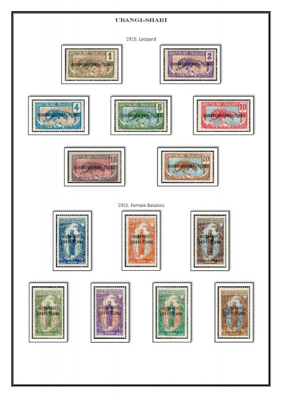 Ubangi-Shari (Oubangui-Chari) 1915 - 1931 PDF (DIGITAL) STAMP ALBUM PAGES