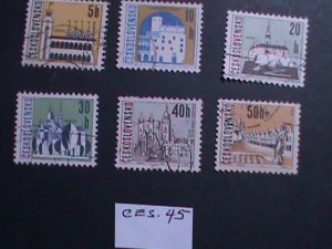 ​CZECHOSLOVAKIA 6 DIFFERENTS-FAMOUS BUILDINGS -USED STAMPS- VERY FINE- CES-45