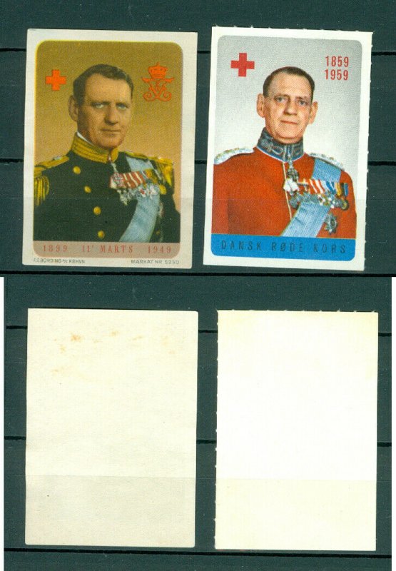 Denmark. 2 Poster Stamp. 1949-1959. King Frederik IX ( 1900-1972 )