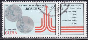 Cuba 2367+Label USED 1980 XXII Summer Olympic Games, Moscow