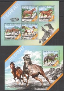 B0469 2014 Niger Fauna Domestic & Farm Animals Horses ! Shape Kb+Bl Mnh