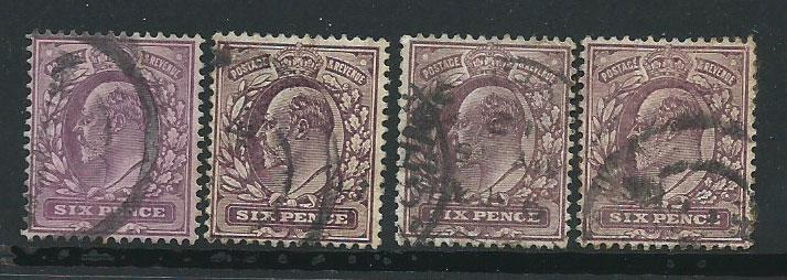 GB Edward VII 6d purple  shades SG 246,  297 range by 4 U...