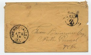 1850s Cherry Valley IL stampless cover paid 3 rate [5806.327]