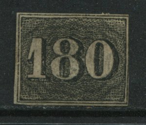 Brazil 1850 180 reis black imperf unused no gum