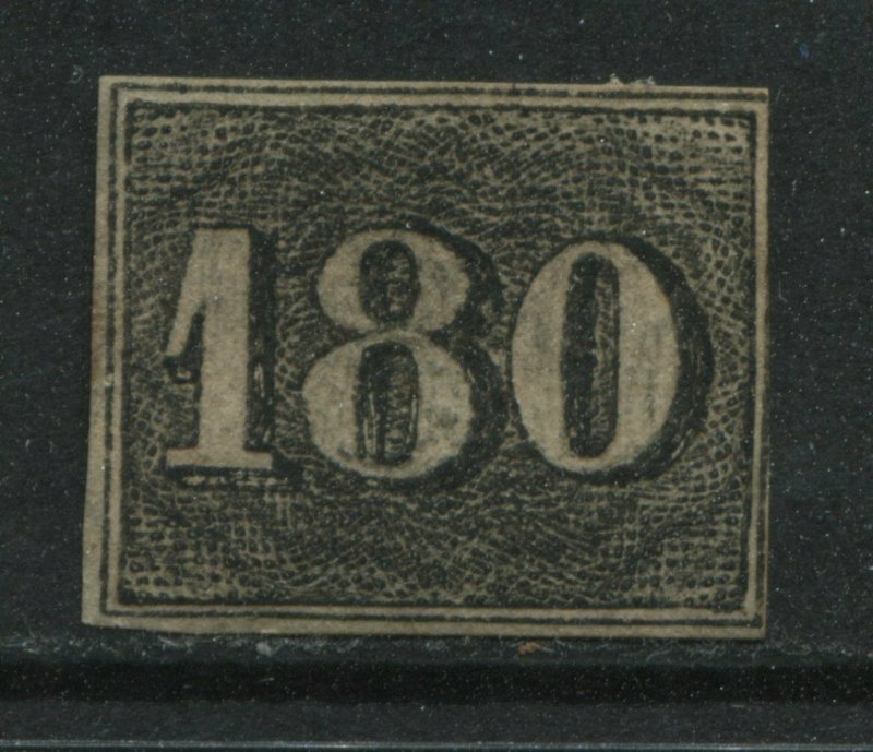 Brazil 1850 180 reis black imperf unused no gum