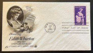 HONORING EDITH WHARTON SEP 5 1980 NEW HAVEN CT FIRST DAY COVER (FDC) BX2