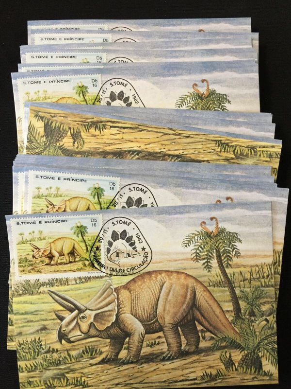 ST THOMAS E PRINCIPE 1970s/80s Fish dinosaurs Maxi Cards Used (Apx400)LA778