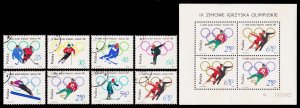 Poland Scott 1198-1205+ SS (1964) CTO/Mint NH VF Complete Set, CV $37.35 C