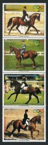 Paraguay 2243 ad strip,MNH.Mi . Olympics Seoul-1988. Equestrians.