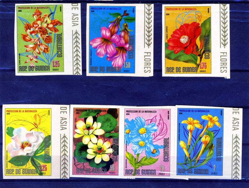 Equatorial Guinea Flowers Set (7v) Perforated mnh.vf