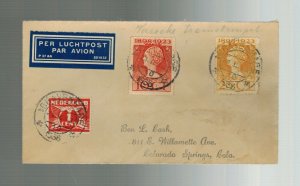 1936 Gravenhage Netherlands to USA Airmail Cover